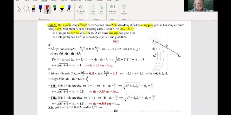 Trong thí nghiệm giao thoa sóng nước khoảng cách giữa hai nguồn điểm S1