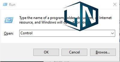 Nhập từ khóa Control vào hộp thoại Run