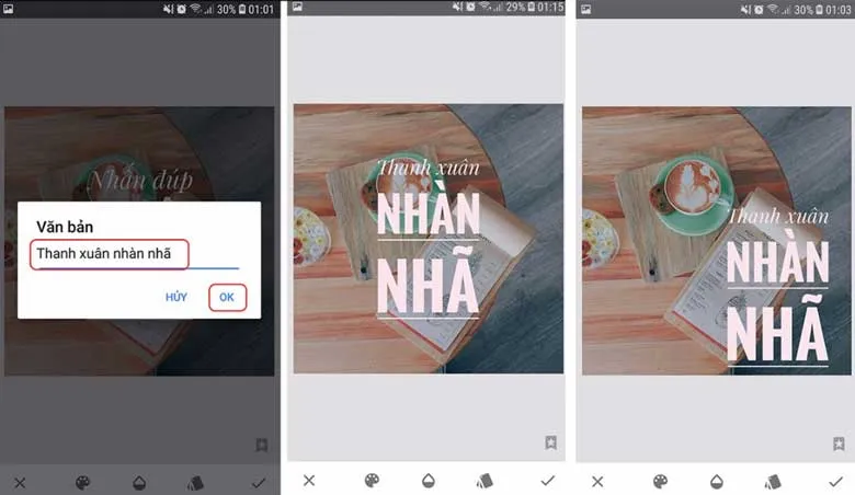 Cách chèn chữ vào ảnh trên điện thoại bằng Snapseed: Bước 4