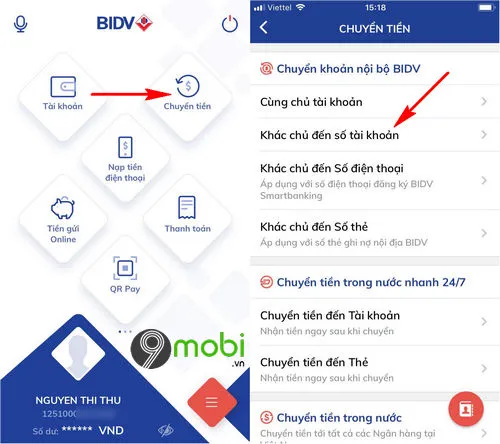 cach chuyen tien ngan hang bidv smart banking tren dien thoai 2