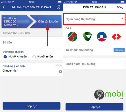cach chuyen tien ngan hang bidv smart banking tren dien thoai 8