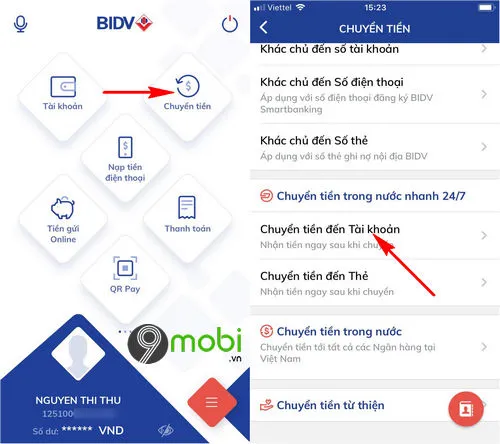 cach chuyen tien ngan hang bidv smart banking tren dien thoai 7