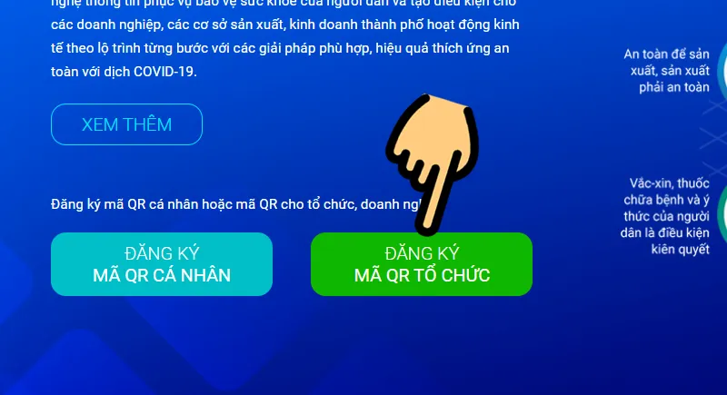 Bạn chọn Đăng ký mã QR Tổ chức