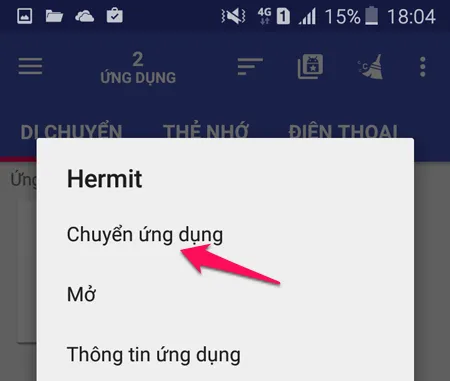 Chọn chuyển ứng dụng