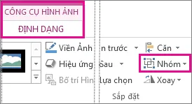 Nút Nhóm được tìm thấy trên tab Định dạng Công cụ Ảnh