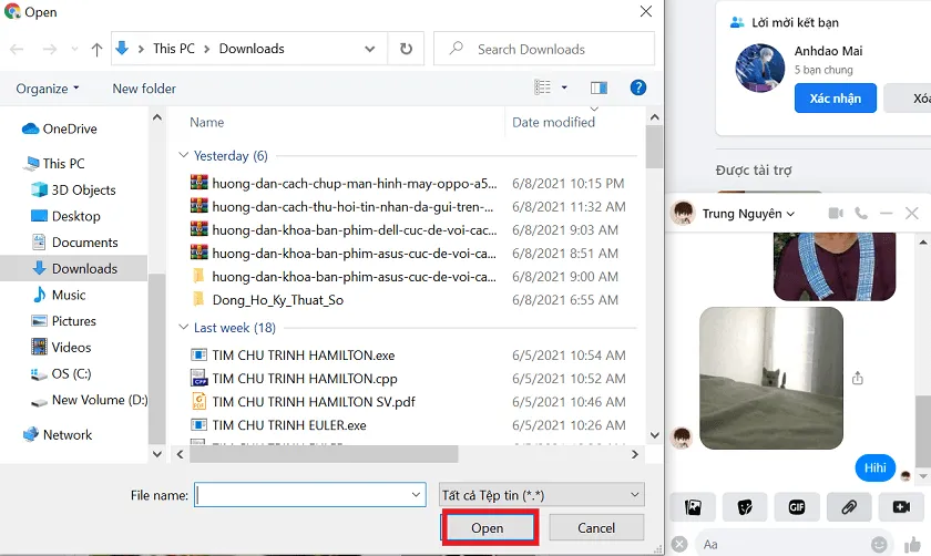 Cách gửi file qua Messenger trên máy tính - Bước 4