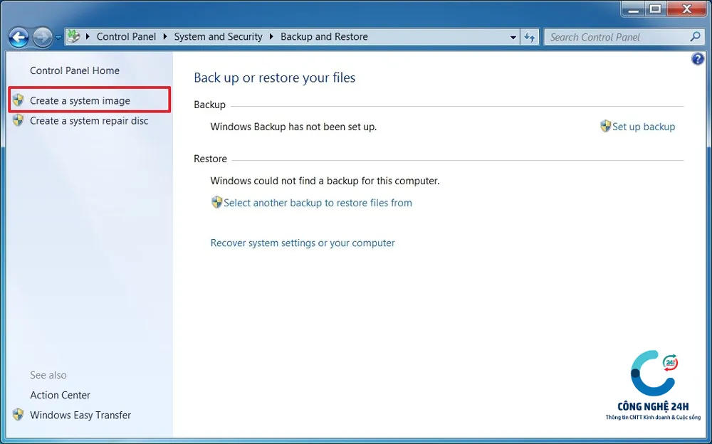 Hướng dẫn cách tạo bản sao lưu backup trên Windows 7