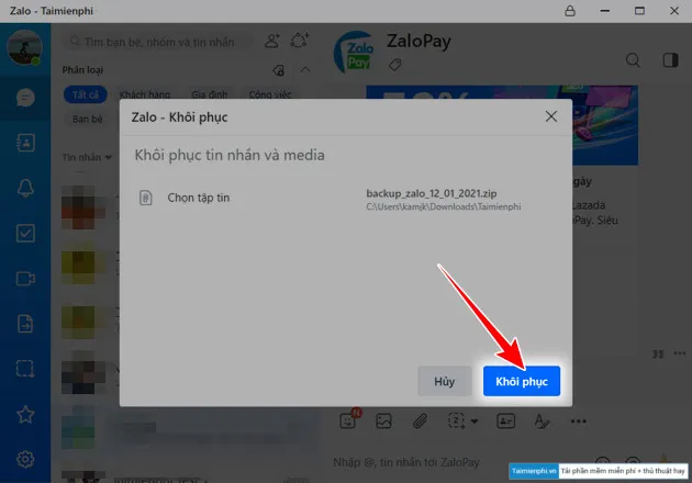 cach khoi phuc sao luu tin nhan tren zalo pc 9