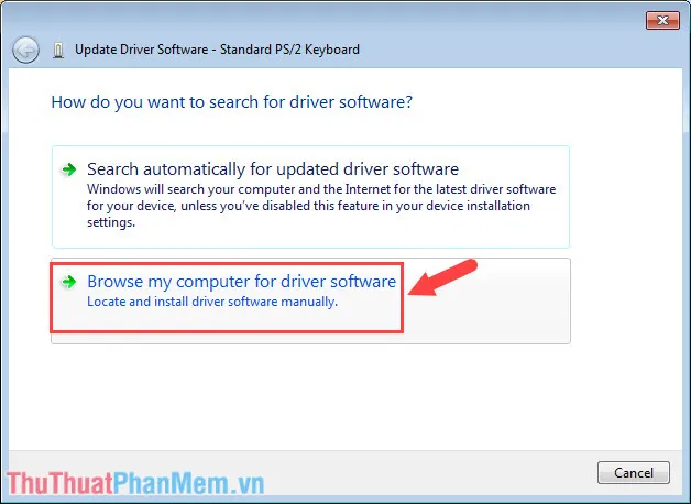 Chọn Browse my computer for driver software