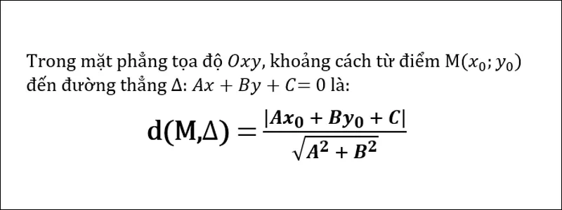 Công thức tính khoảng cách từ điểm đến đường thẳng