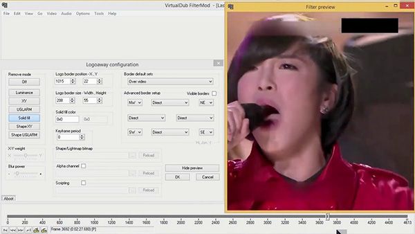 Phần mềm xóa chữ trên video Virtualdub Logoaway filter