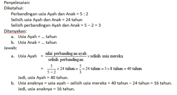 Contoh Soal Matematika Perbandingan - Satu Trik