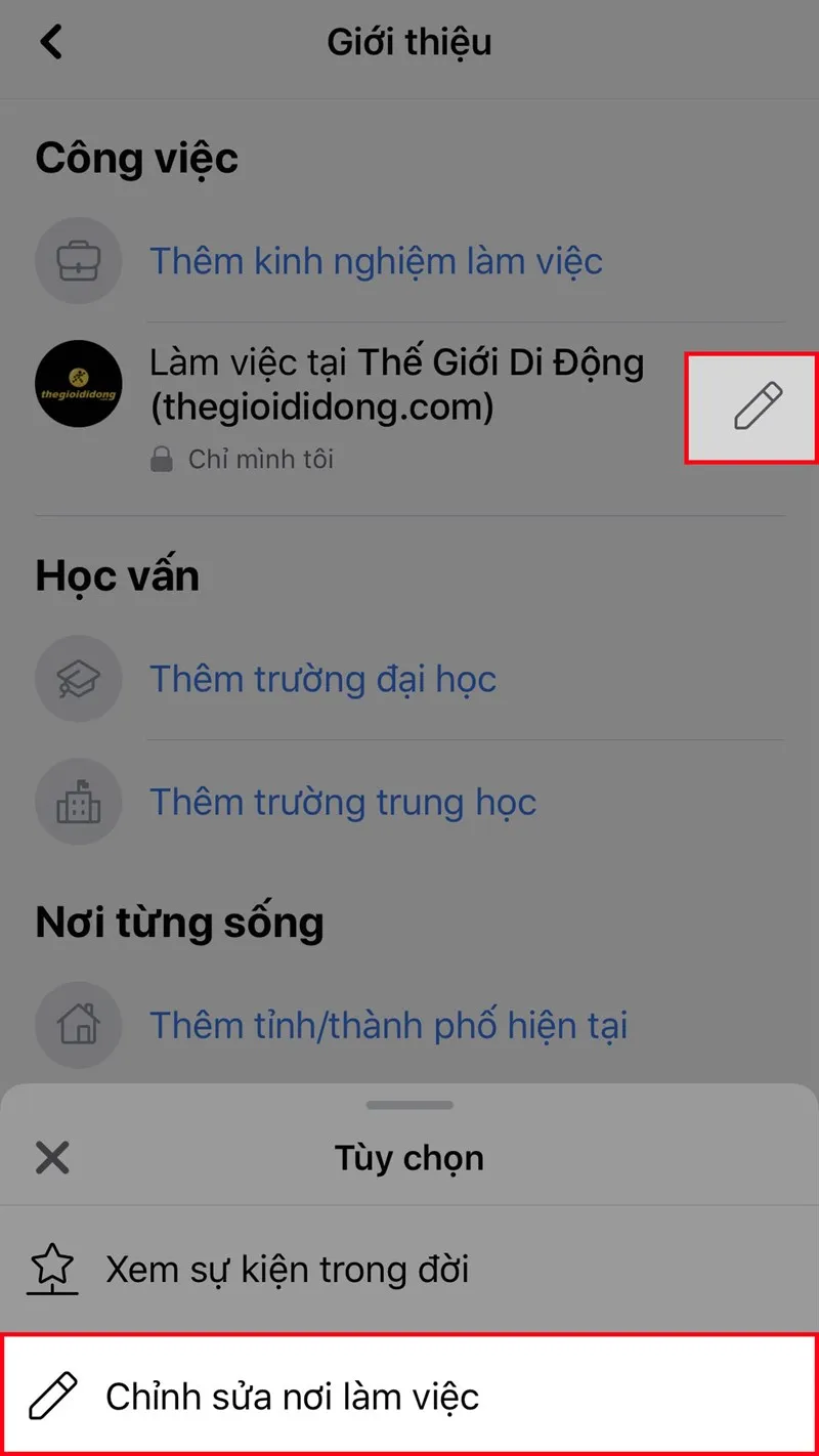 Nếu bạn muốn xóa thông tin cá nhân, bạn chỉ cần thực hiện: Tại mục Giới thiệu, chọn thông tin mà bạn muốn xóa  Nhấn vào biểu tượng cây bút  Chọn Chỉnh sửa