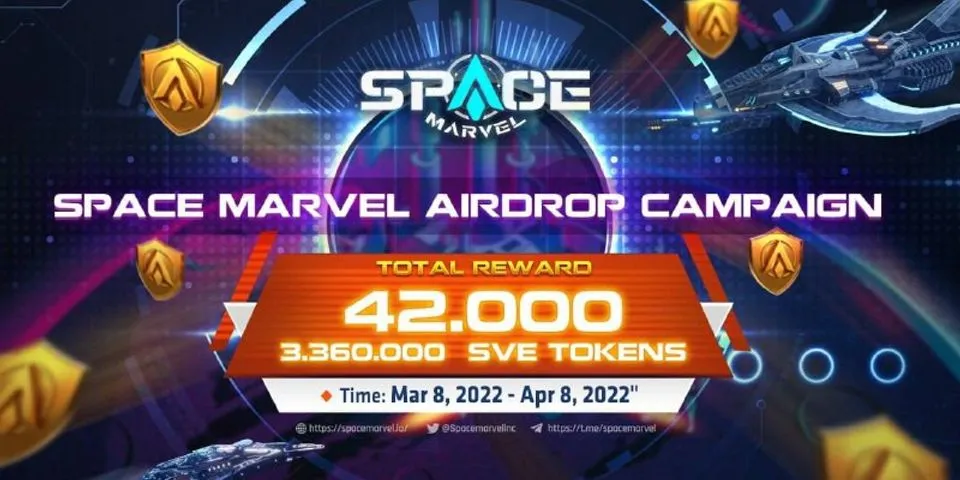 bot airdrop: Space Marvel  Phần thưởng: 300 SVE (~ $ 4) Ngày