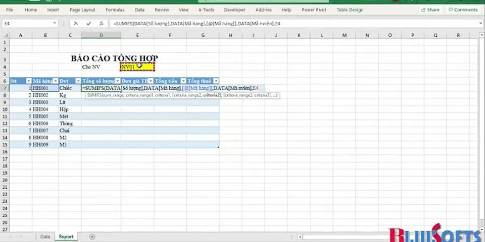 Cách bộ Format as table trong Excel