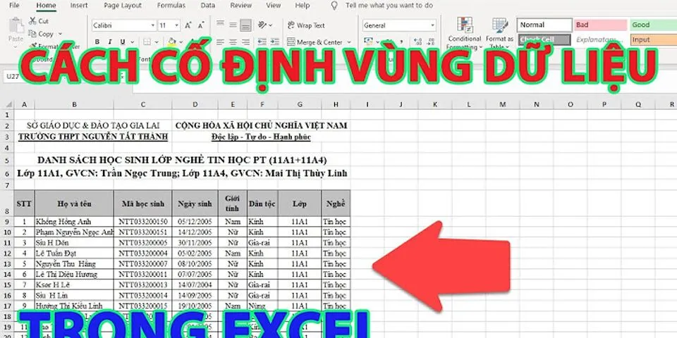 Cách cố định ô trong Excel trên laptop