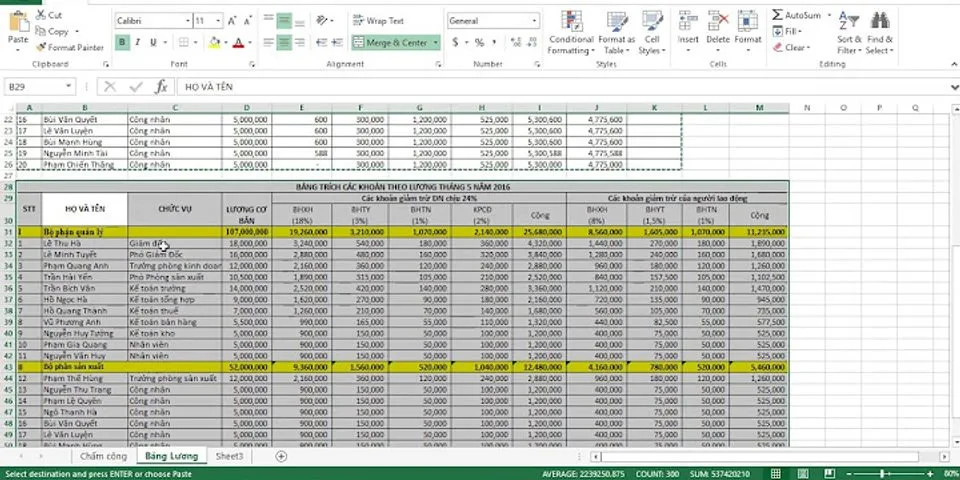 Cách Copy bảng lương trong Excel
