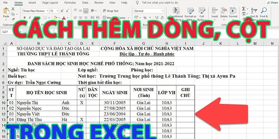 Cách dẫn cột trong Excel
