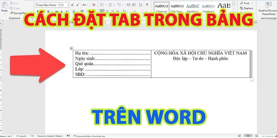 Cách đặt Tab trong table Word 2016