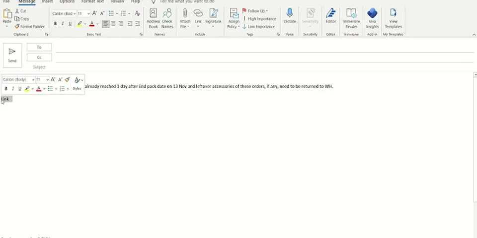 Cách hiển thị file đính kèm trong Outlook