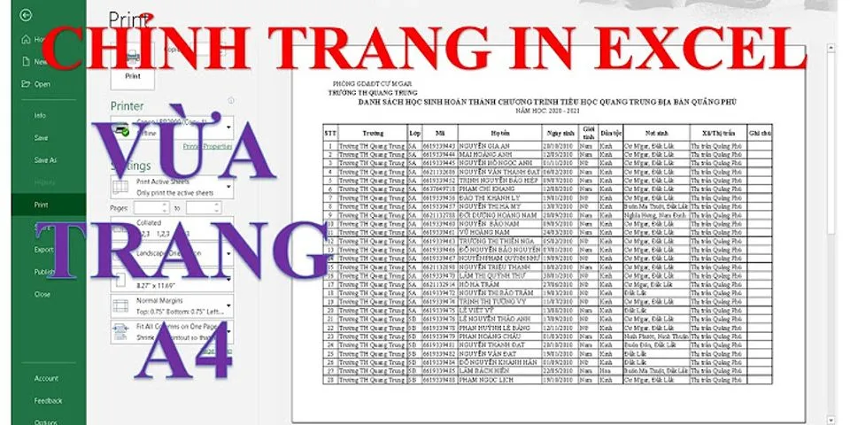 Cách in vừa khổ giấy A4 trong Excel