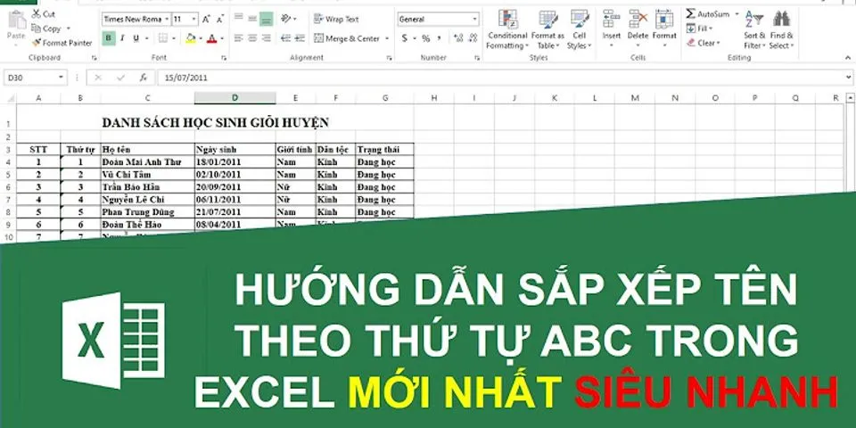 Cách sắp xếp thứ tự ABC trong Excel
