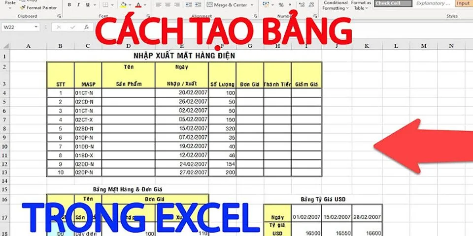 Cách tạo 2 bảng song song trong Excel