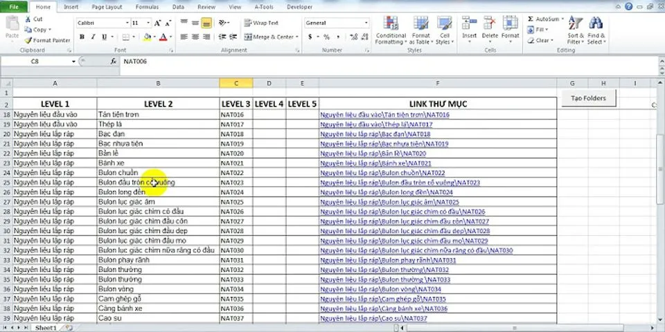 Cách tạo thư mục trong Excel