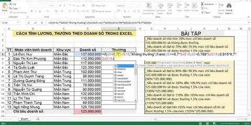 Cách tính lương theo doanh thu bằng Excel
