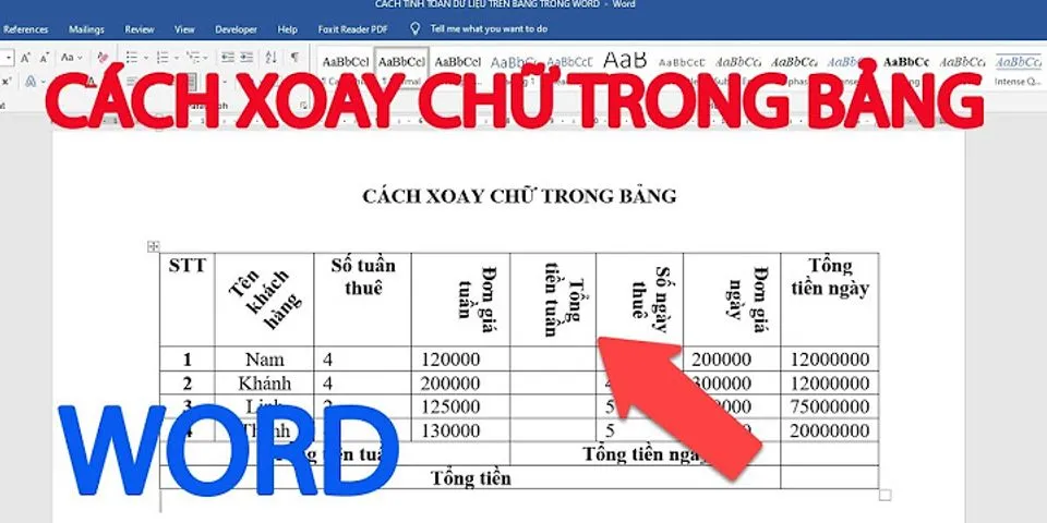 Cách xoay chữ trong bảng Word 2010