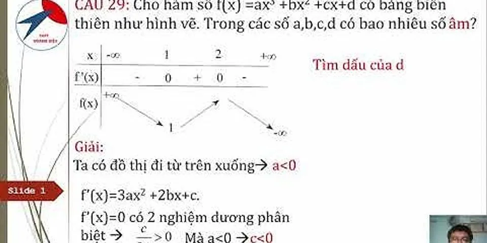 Cho hàm số y ax 3 bx 2 cx+d có bảng biến thiên như sau có bao nhiêu số dương