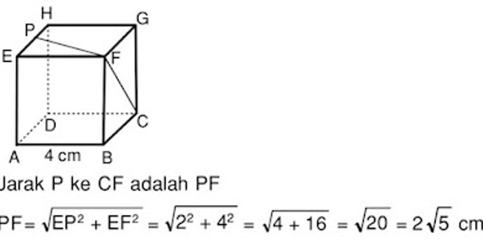 Diketahui kubus abcd.efgh dengan rusuk 8 cm. m adalah titik tengah eh. jarak titik m ke ag adalah