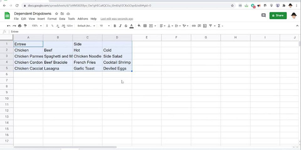 Dependent Drop Down List Google Sheets