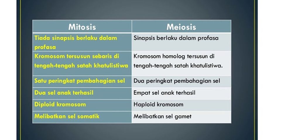 Perbandingan dan perbezaan antara meiosis dengan mitosis