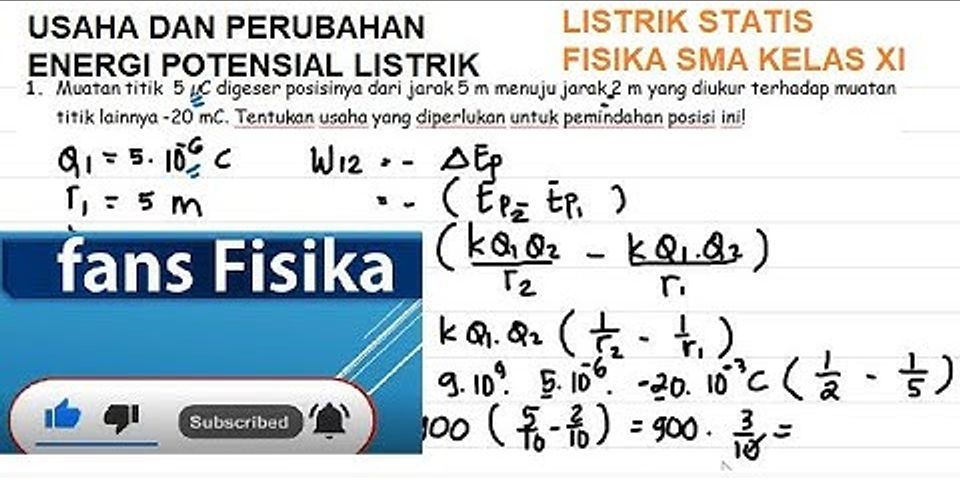 Potensial listrik pada suatu titik berjarak 1 cm dari muatan q 5 0 μC adalah volt