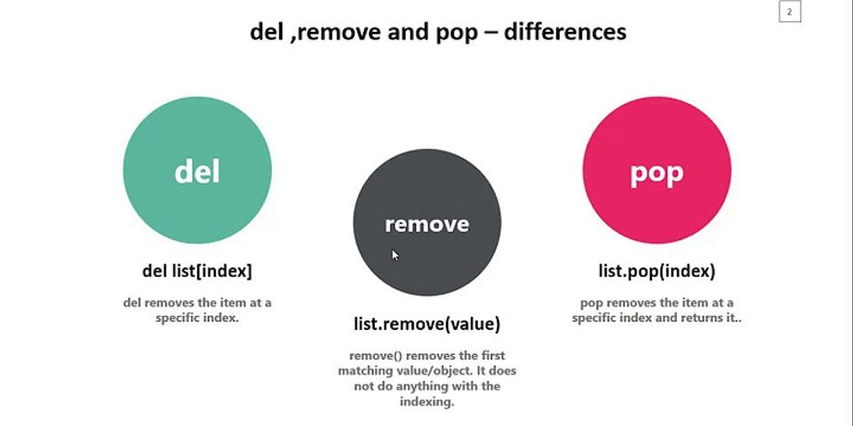 What is the difference between Del & Pop () in a list explain with an example?