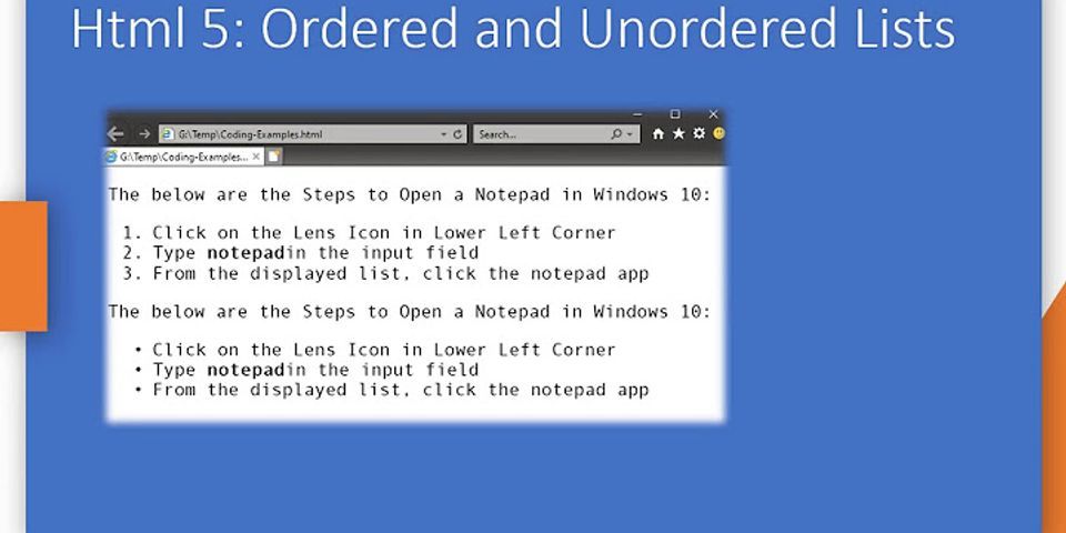 Which empty tag is used to create items of ordered and unordered lists?