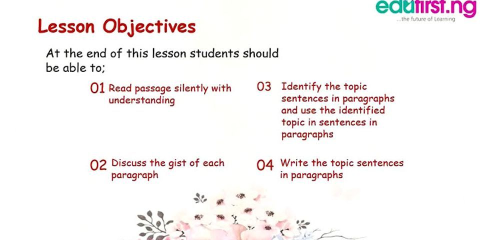 Which is the topic sentence of the following paragraph each paragraph should have?