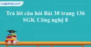 Trả lời câu hỏi Bài 38 trang 136 SGK Công nghệ 8