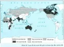 Quan sát lược đồ, kết hợp với bản đồ thế giới và các kiến thức đã học, ghi tên các thuộc địa của Anh, Pháp, Đức, Mĩ